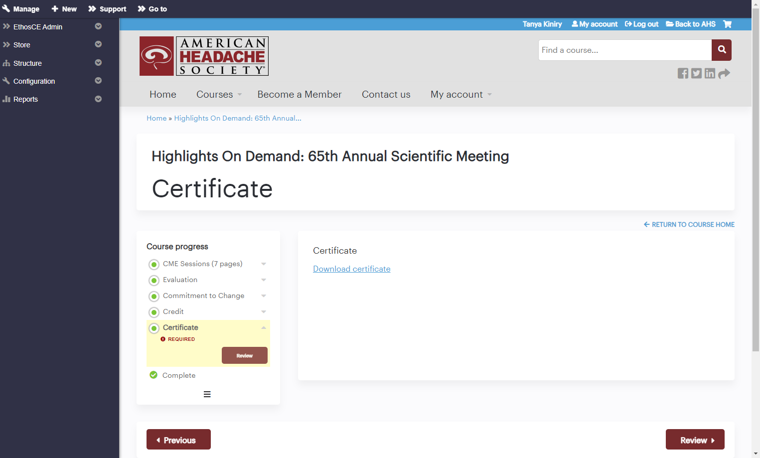 Download your certificate