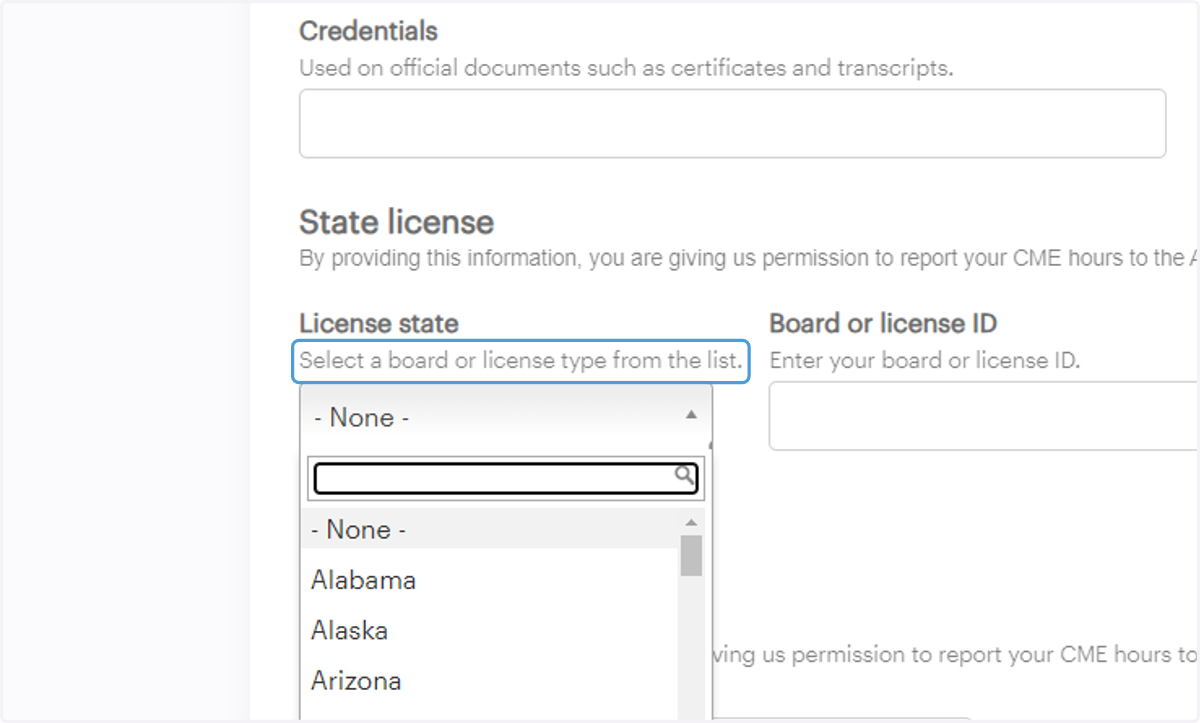 Physicians, please be sure to enter your license state, license ID (number), and DOB in your profile for reporting to the ACCME Passport