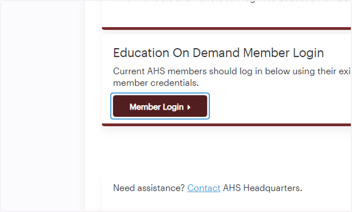 AHS members, click "Member Login"