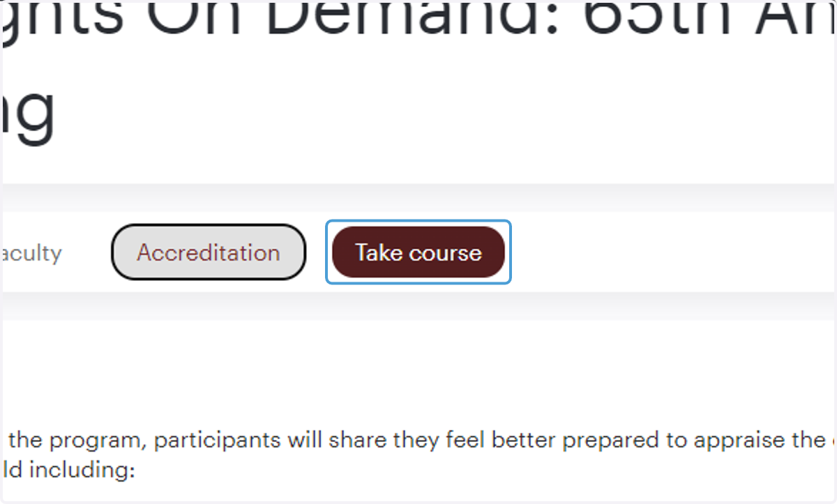Click "Take course" to add the course to your cart or register for free* as an AHS member