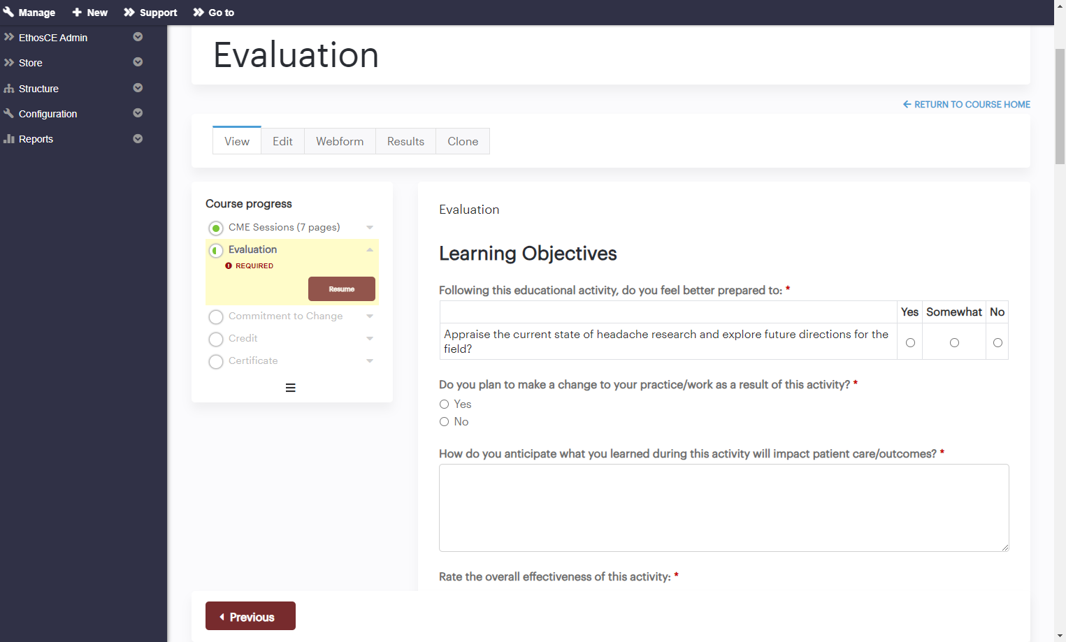 Complete the course evaluation once you've watched all recordings for which credit is sought
