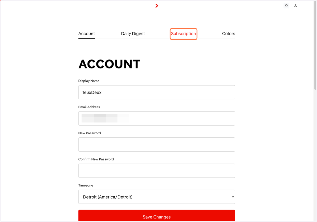 Click into the Subscription tab