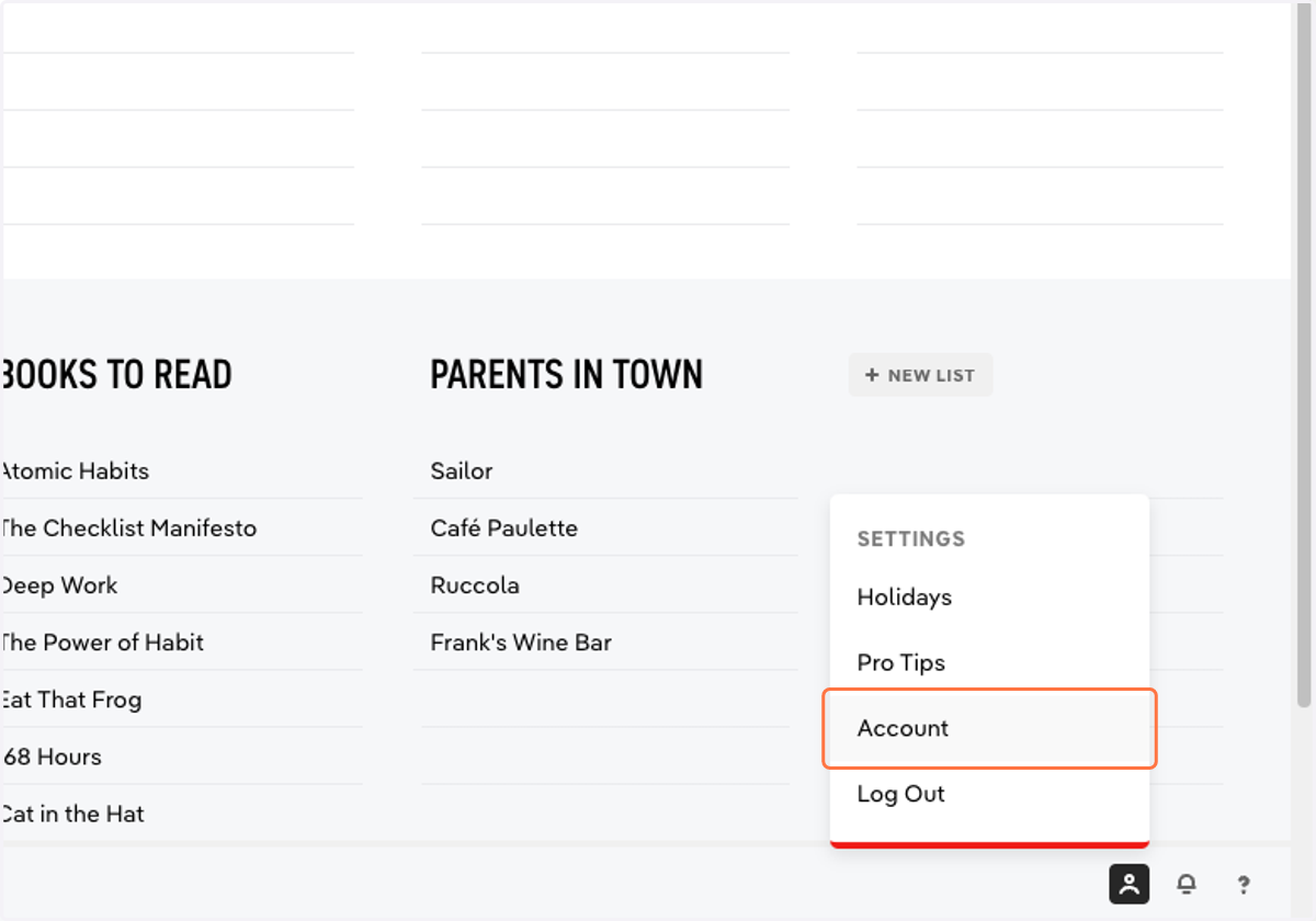 Click on Settings > Account