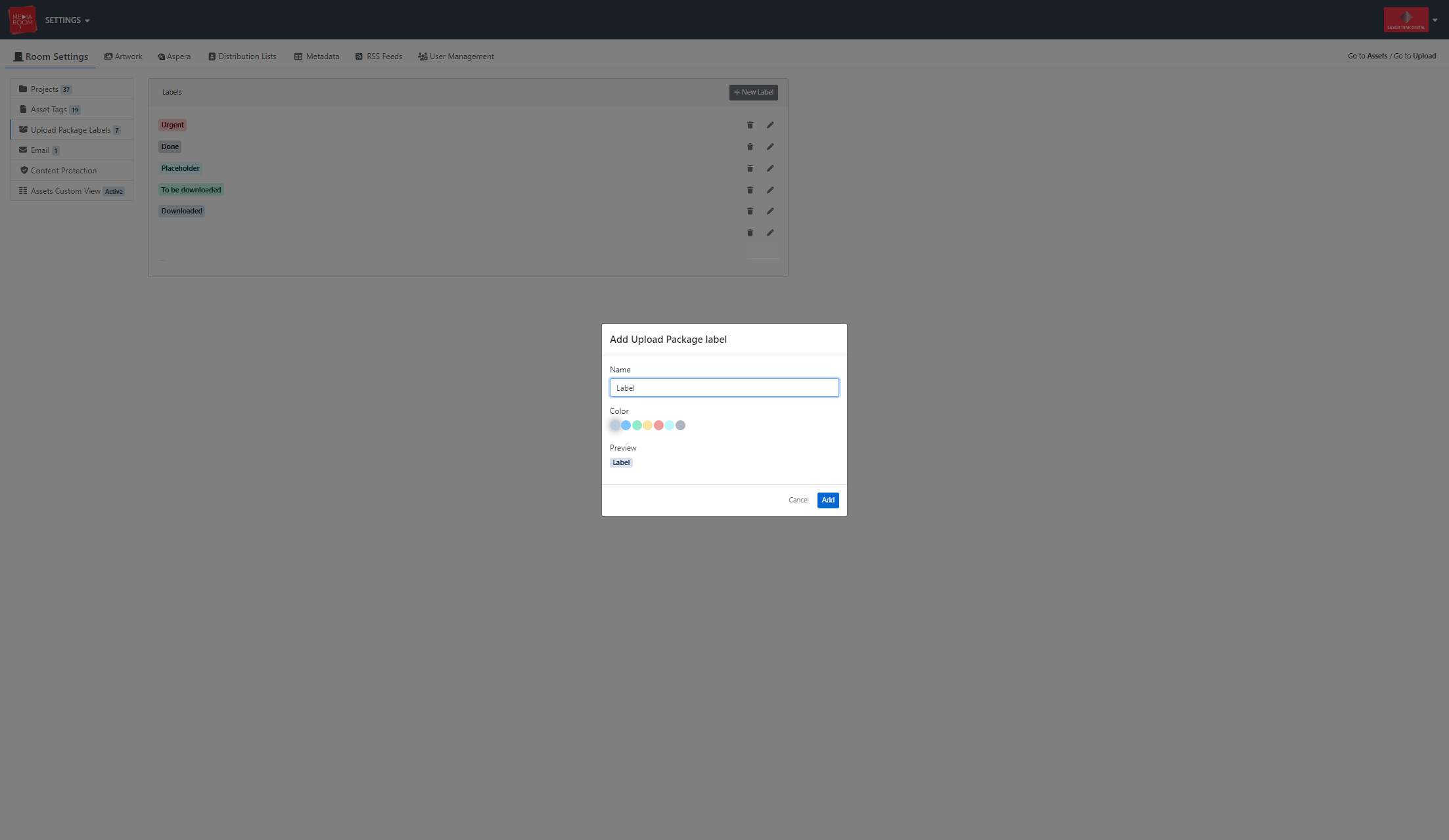 Type out the label name of your choice and click Add