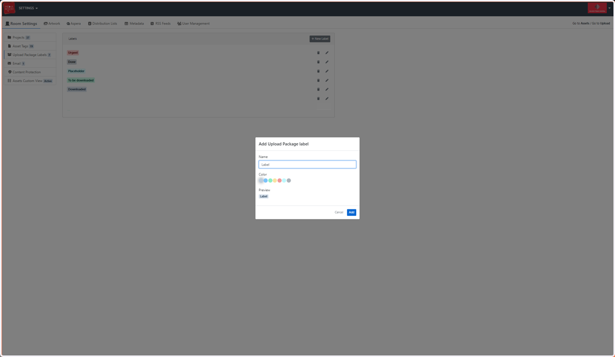 Type out the label name of your choice and click Add