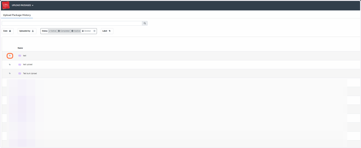 To choose a label for your upload package, click the tag next to your upload package