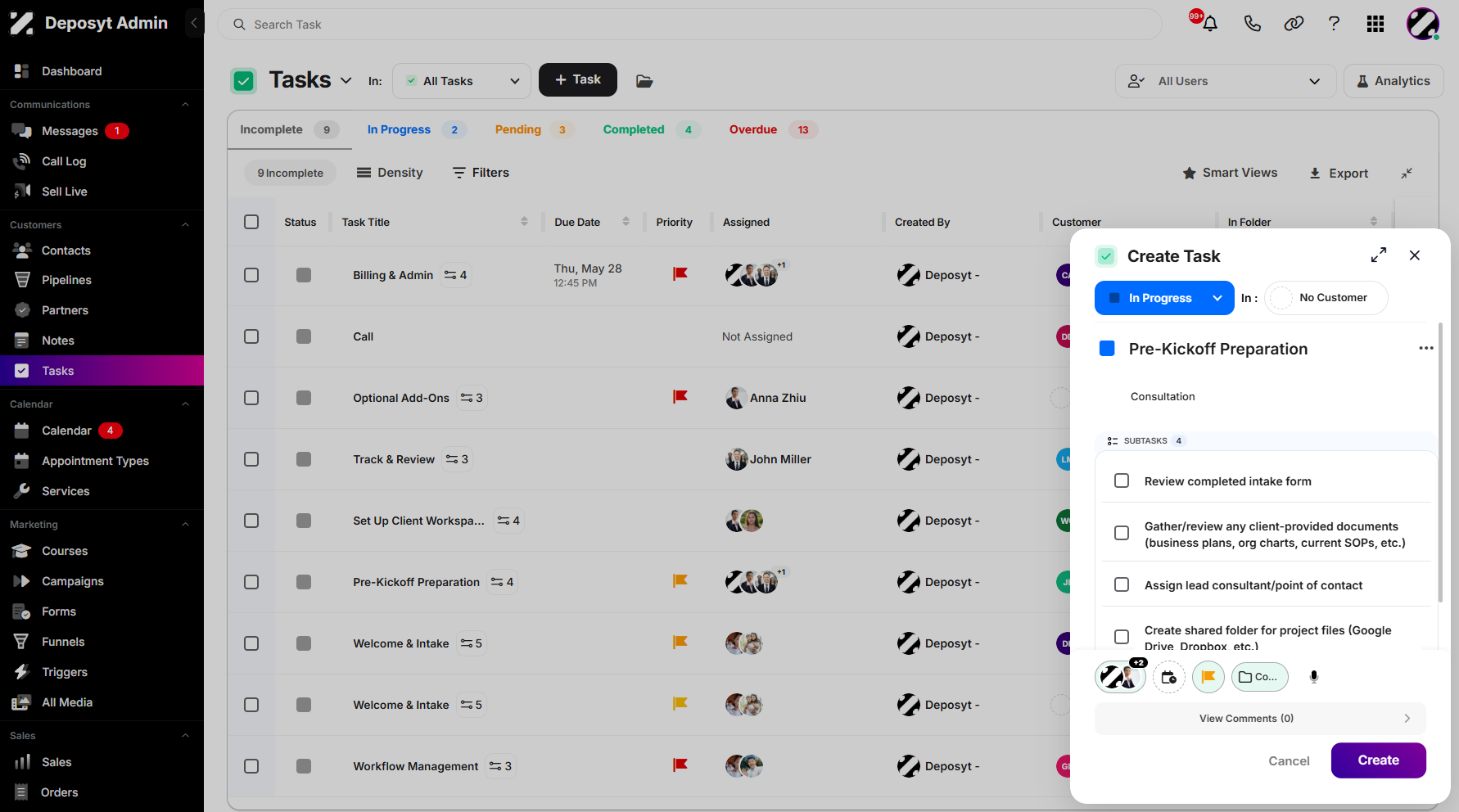 Step 7: Once you’re done configuring your task, click the Create button to save and apply the changes.