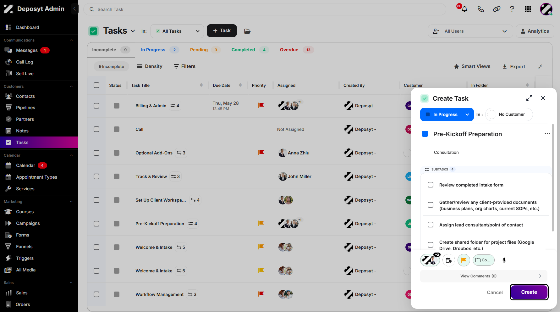 Step 7: Once you’re done configuring your task, click the Create button to save and apply the changes.