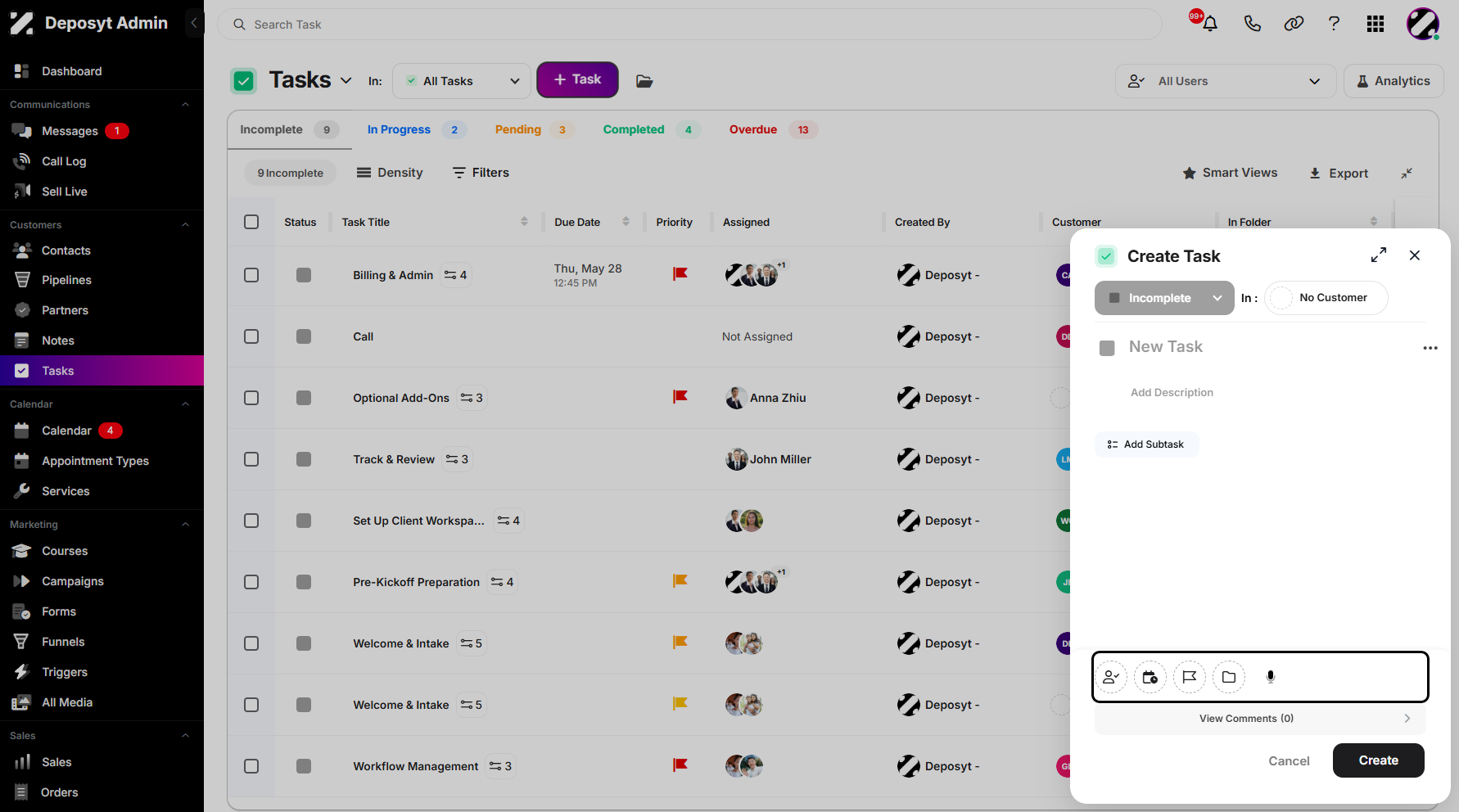Step 6: It also allows you to assign a user to your task, set a due date, mark its priority, add the task to a folder, and use the speech-to-text feature.