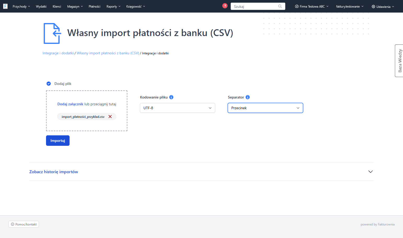 Jeśli określisz wszystkie wymagane ustawienia prawidłowo, rozpocznij import korzystając z przycisku 'Importuj'.