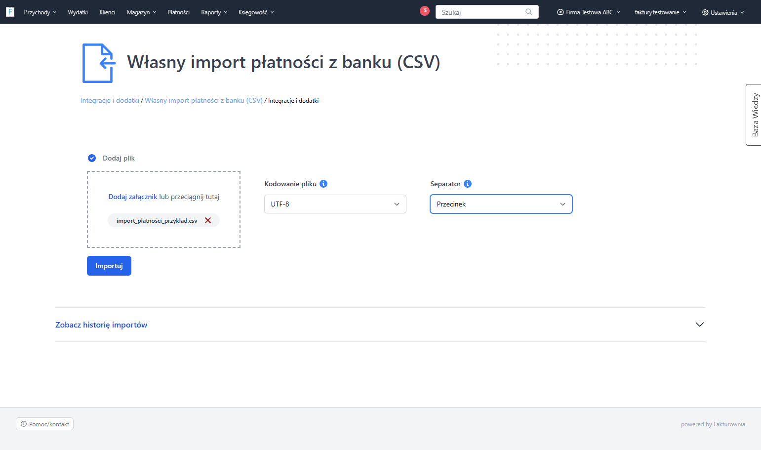 Określ również format separatora danych.