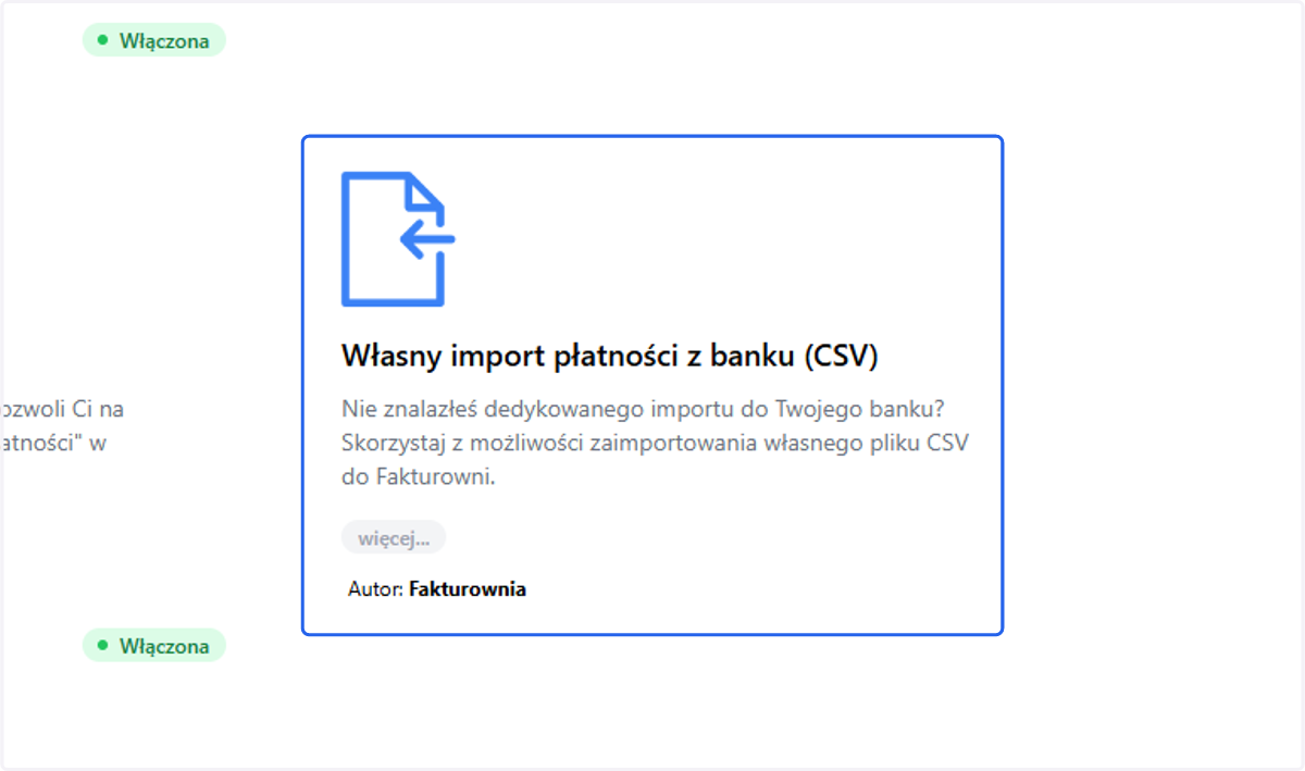 Kliknij nazwę importu, by uruchomić aplikację.