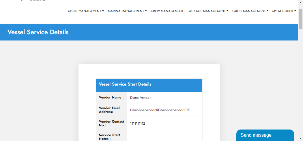Vessel Service Details