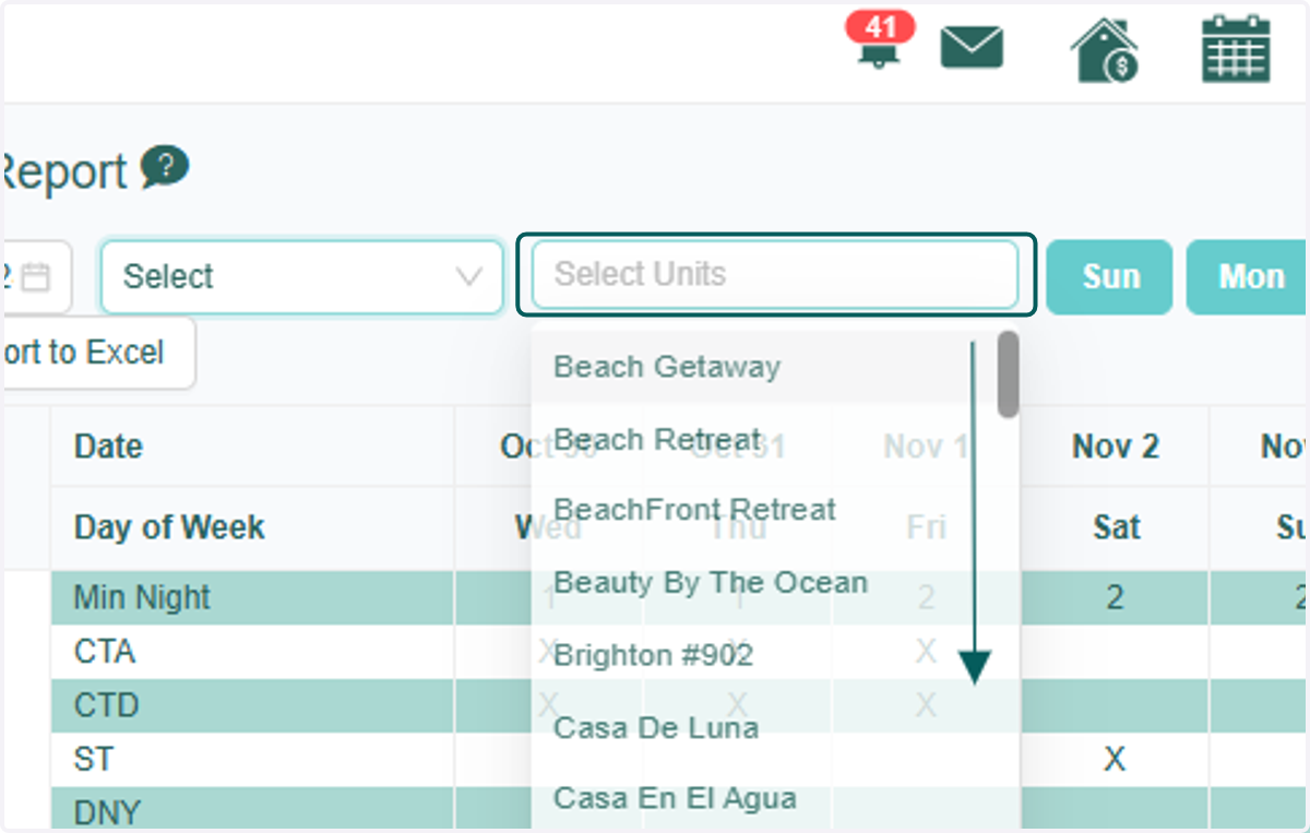 or filter by selecting units