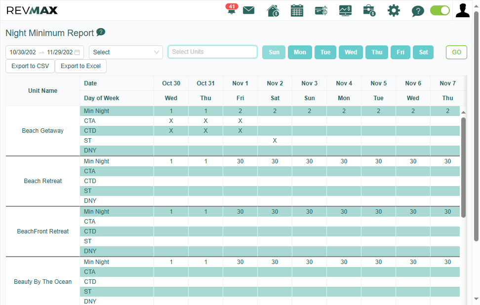 You can also select by days of the week of the filtered date range