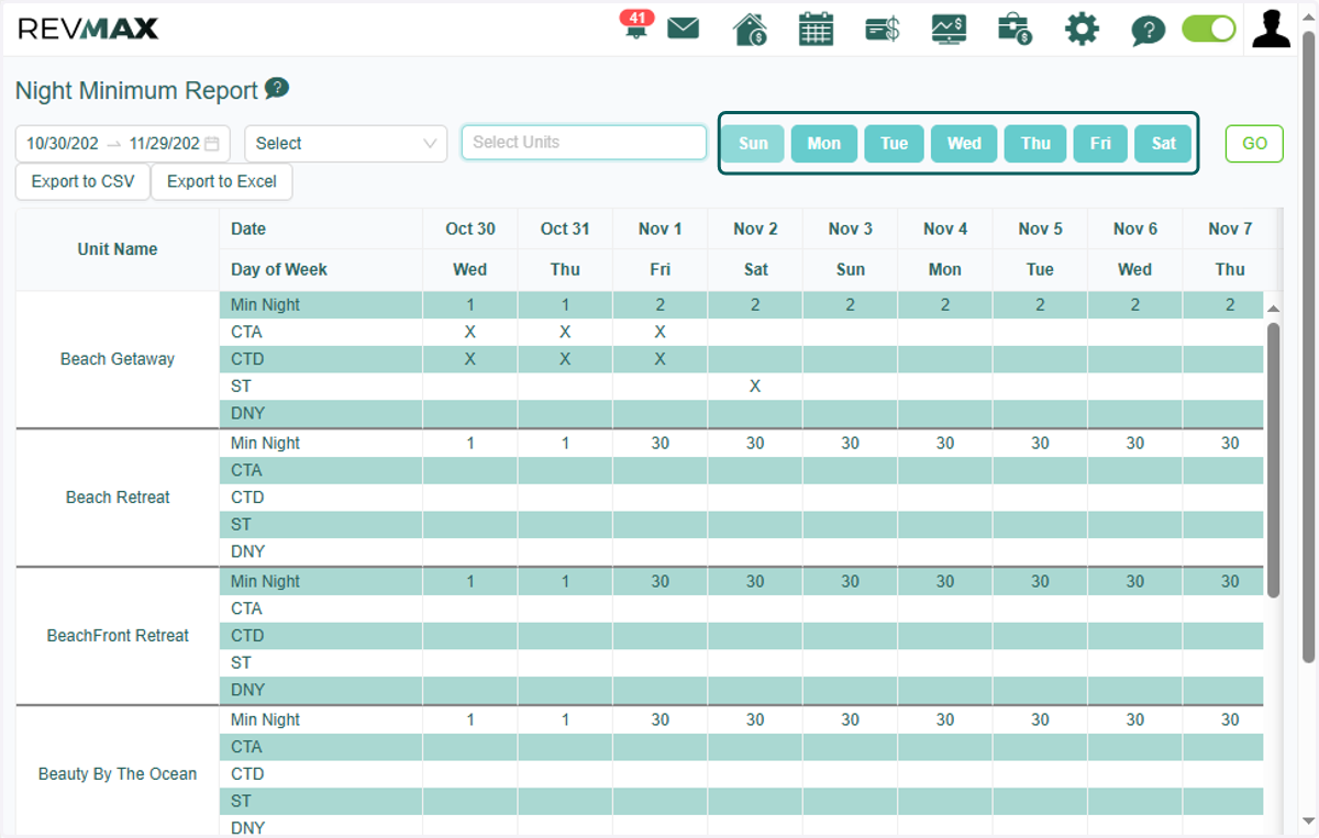 You can also select by days of the week of the filtered date range