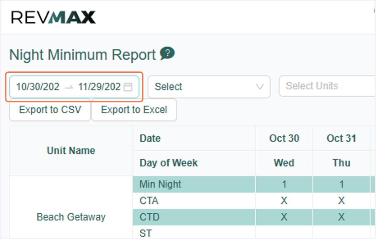 Start by selecting the preferred date range