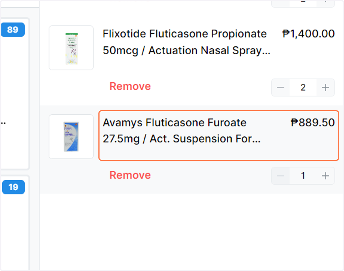 Click the item you have chosen to apply the discount to.