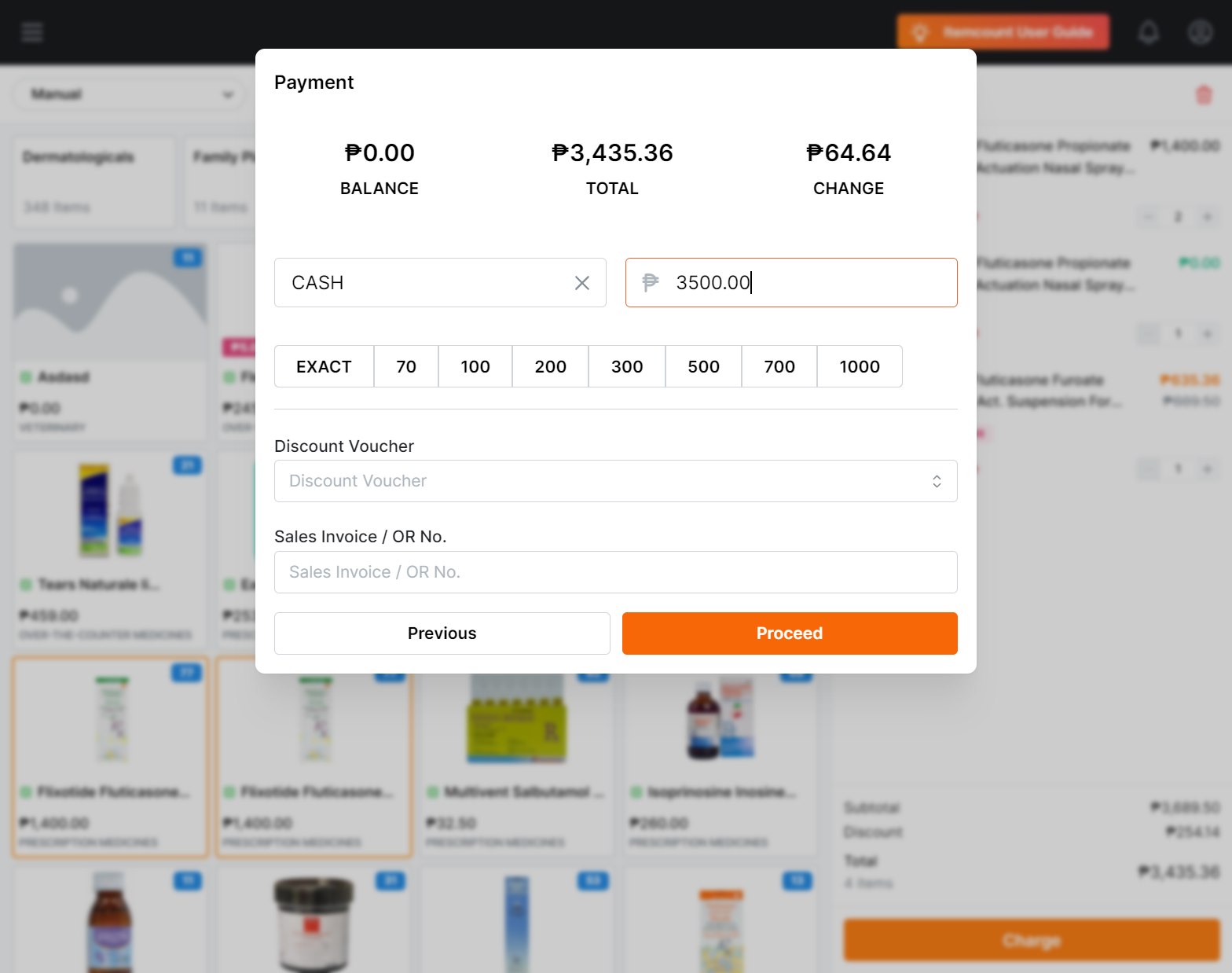 after adding the payment amount, click on proceed