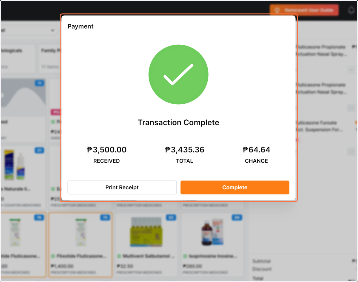 transaction complete