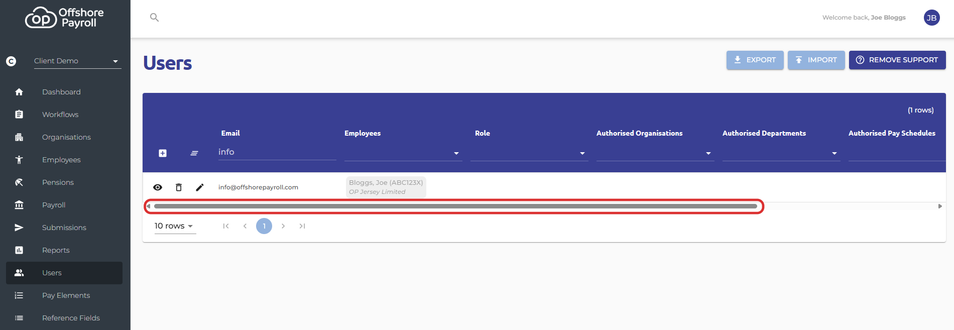 Navigate to the Users Screen