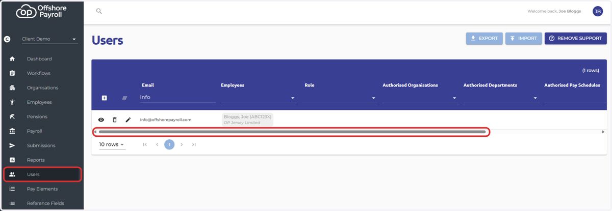 Navigate to the Users Screen