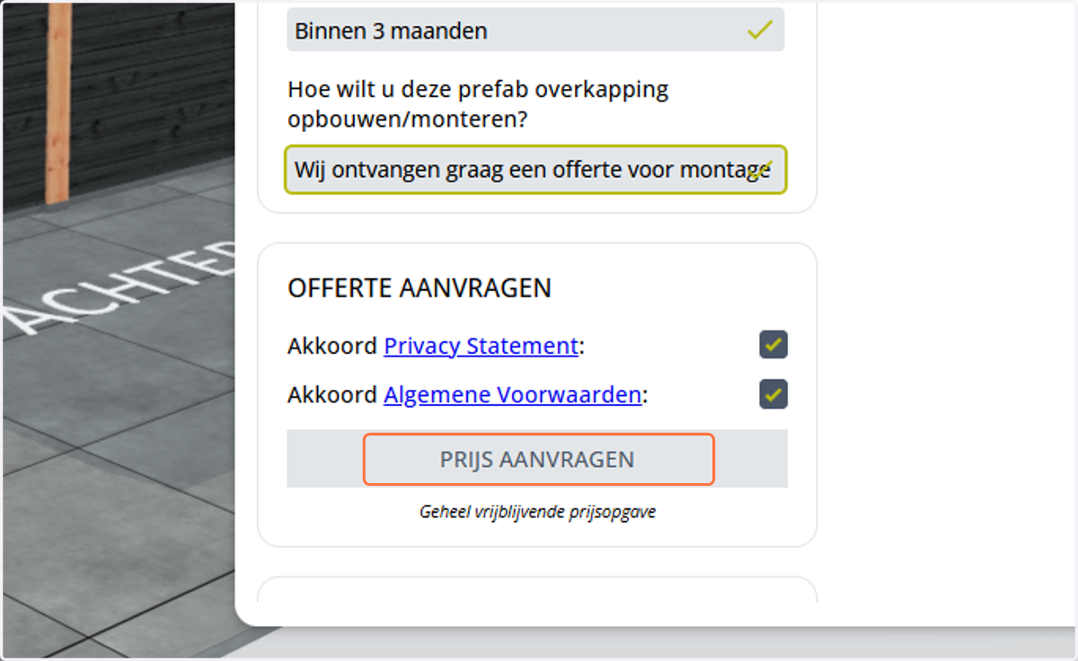 Prijs aanvraag versturen