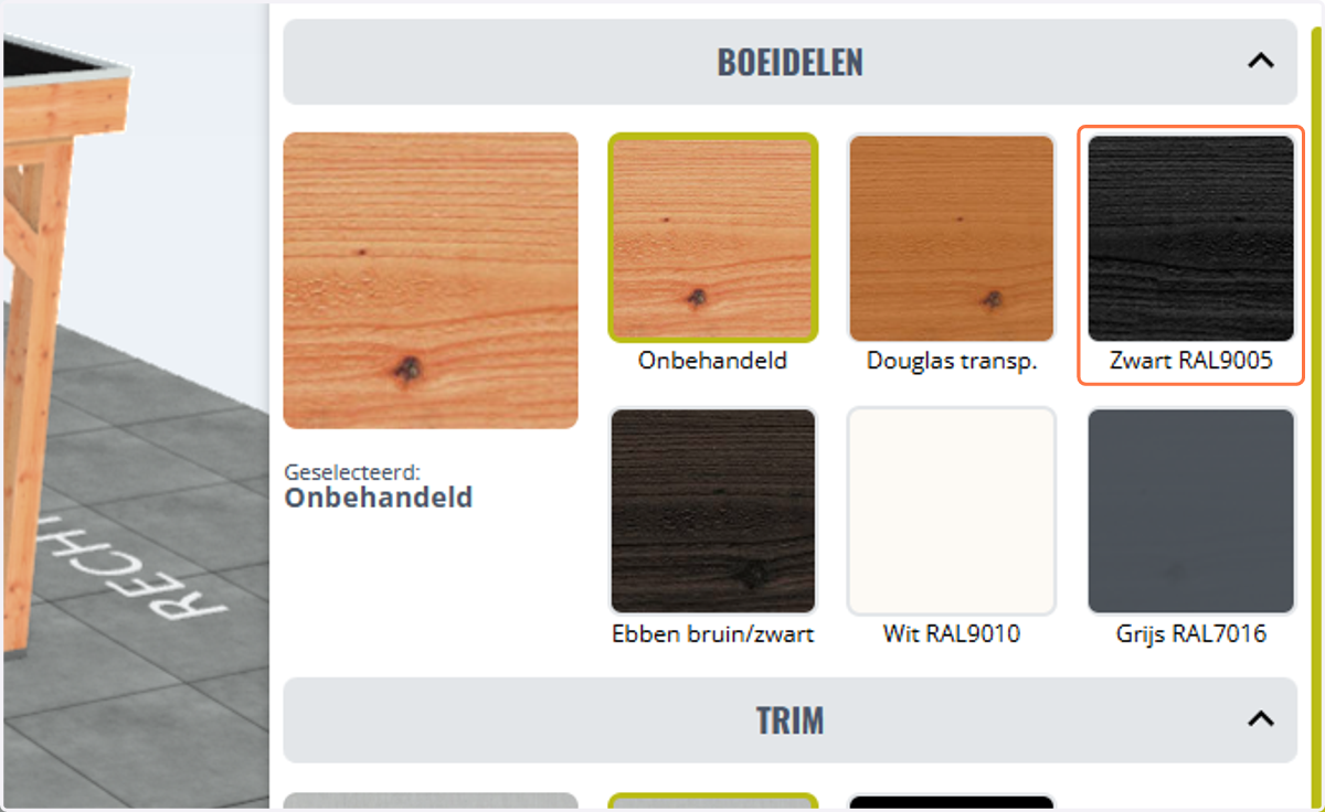 Boeidelen kleur