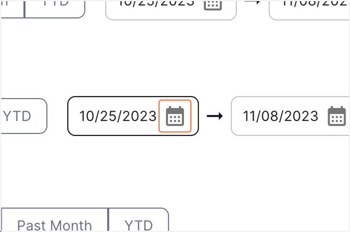 To generate a report covering a specific period, select the starting date