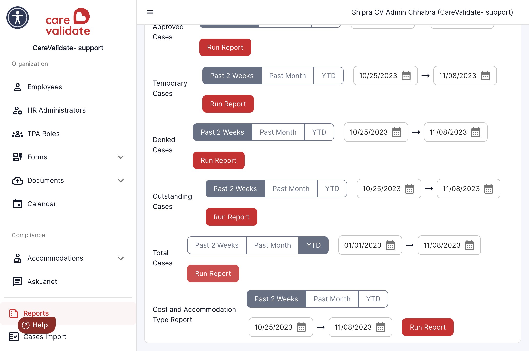 Once you have selected the date range , Click on Run Report
