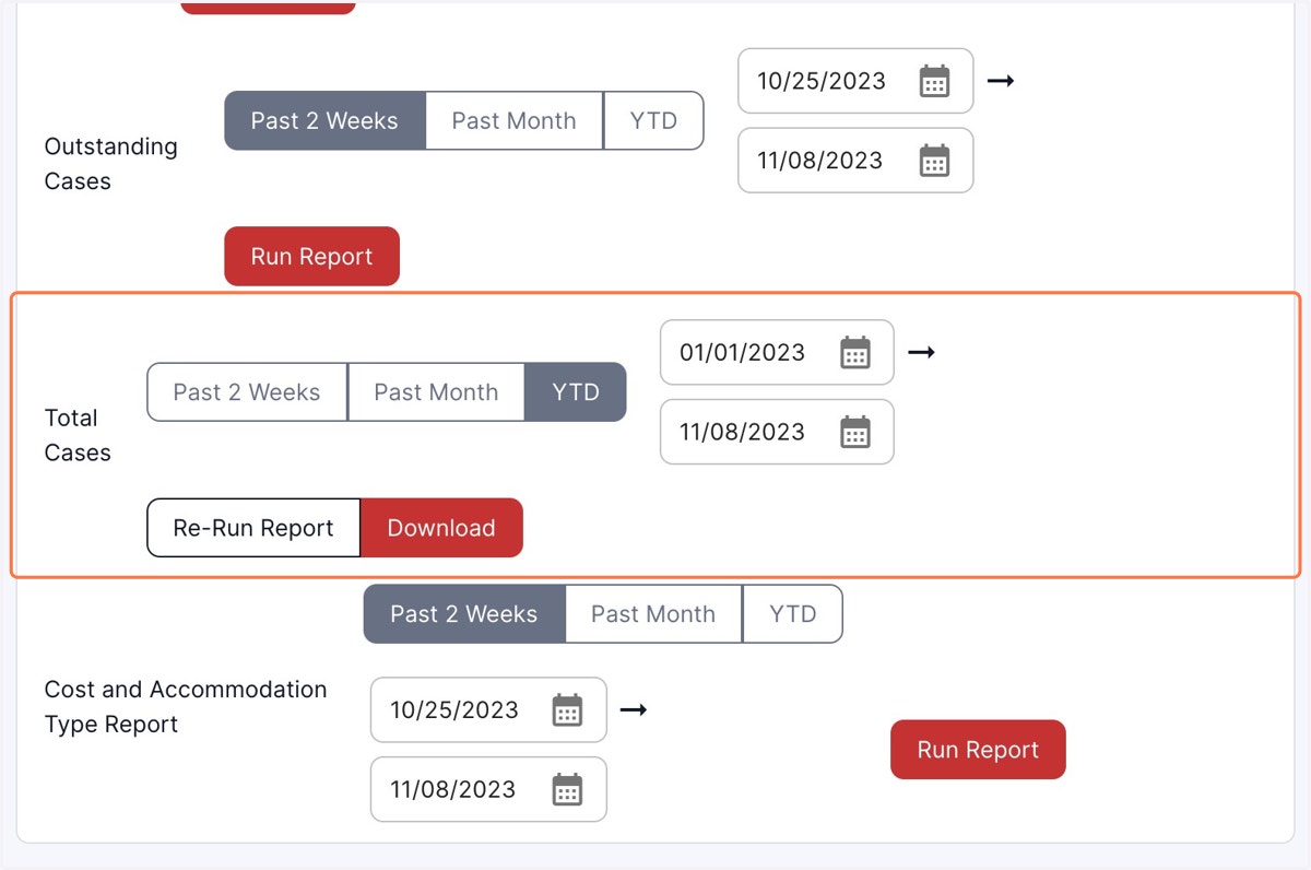 Scroll down to Total Cases report