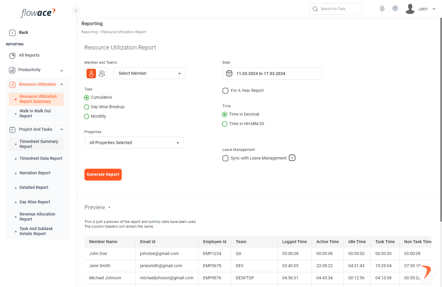 Click on Timesheet Summary Report for timesheet summary report