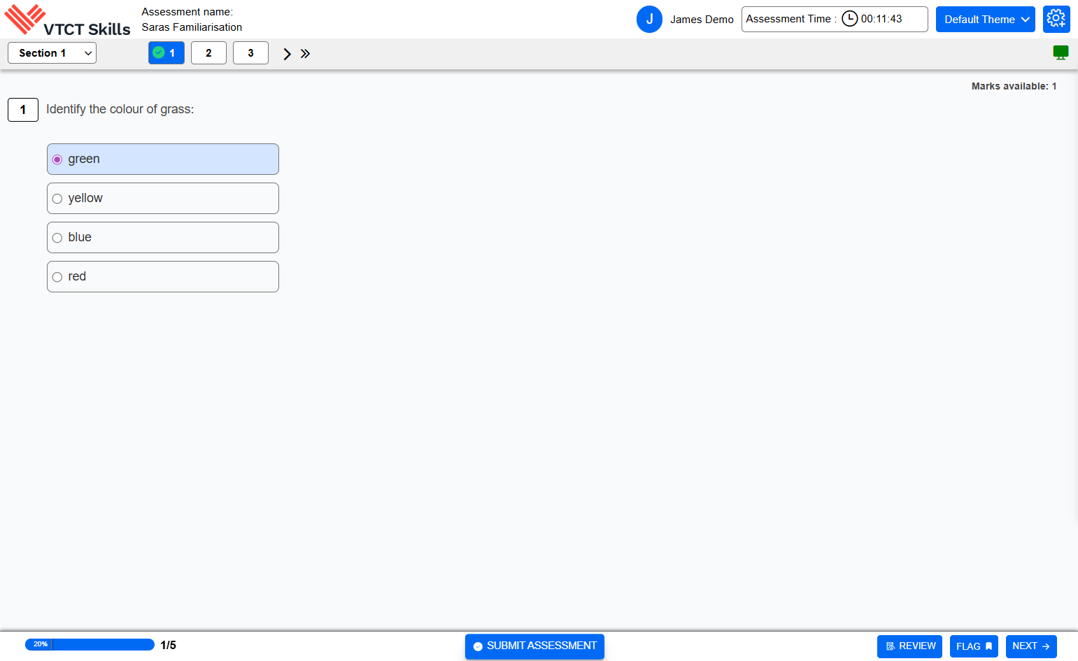 To finish the practice exam and close Lockdown Browser, click on SUBMIT ASSESSMENT.