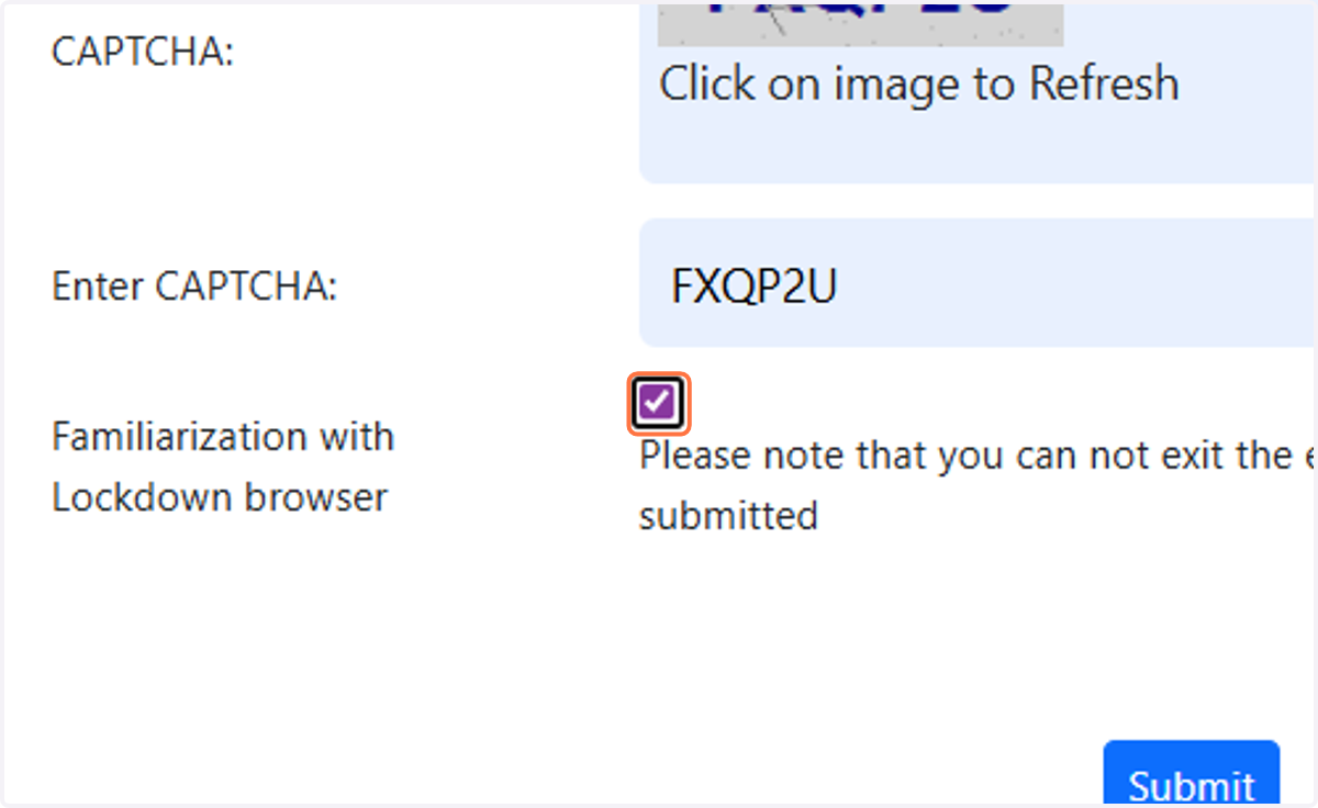 Select the check box to launch the practice exam in Lockdown Browser.