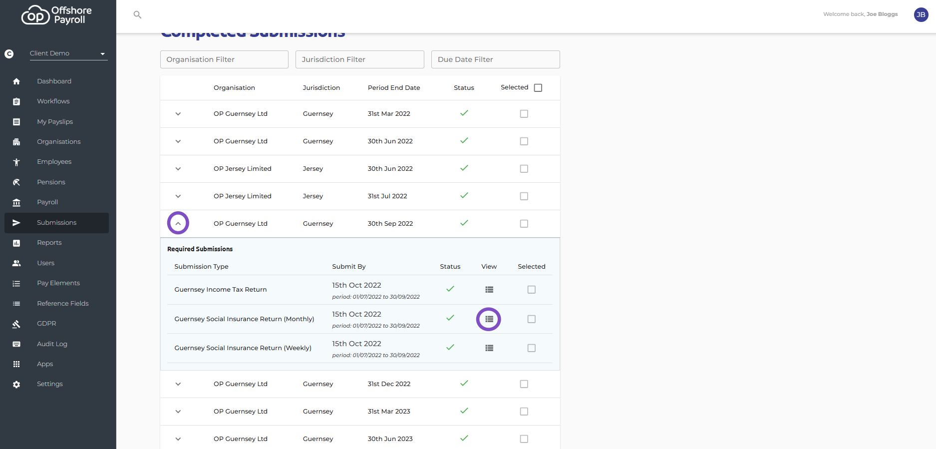 Drop down the return date you wish to re-submit