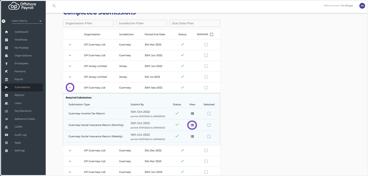 Drop down the return date you wish to re-submit