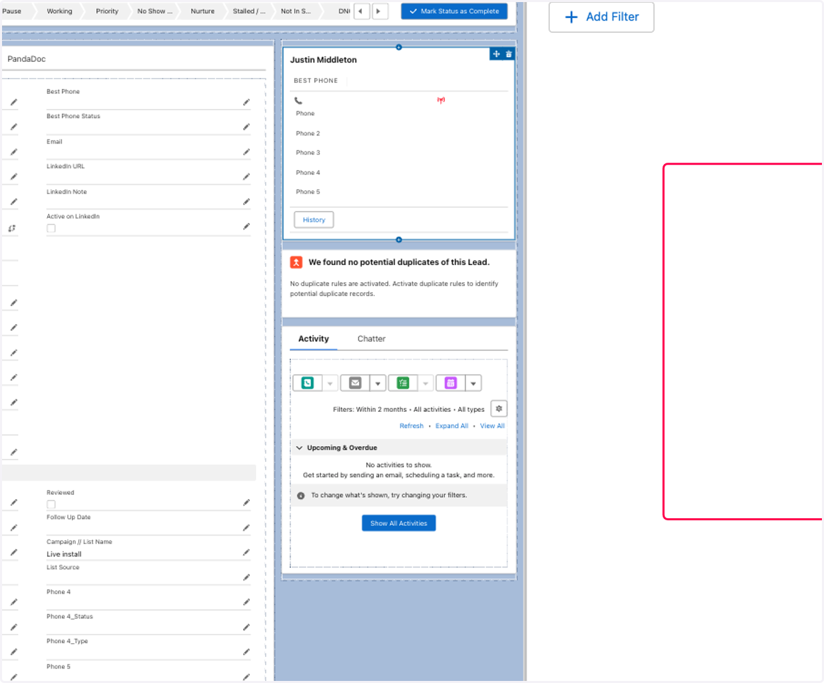 Click on Delete TitanX Lead Panel component in Right Sidebar template region…