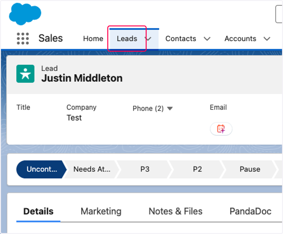 Click on Leads