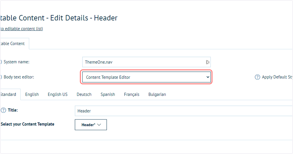 Click on Code Mirror Editor from Body text editor