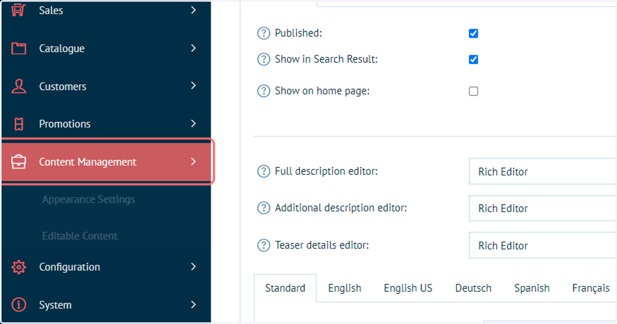 Click on Content Management