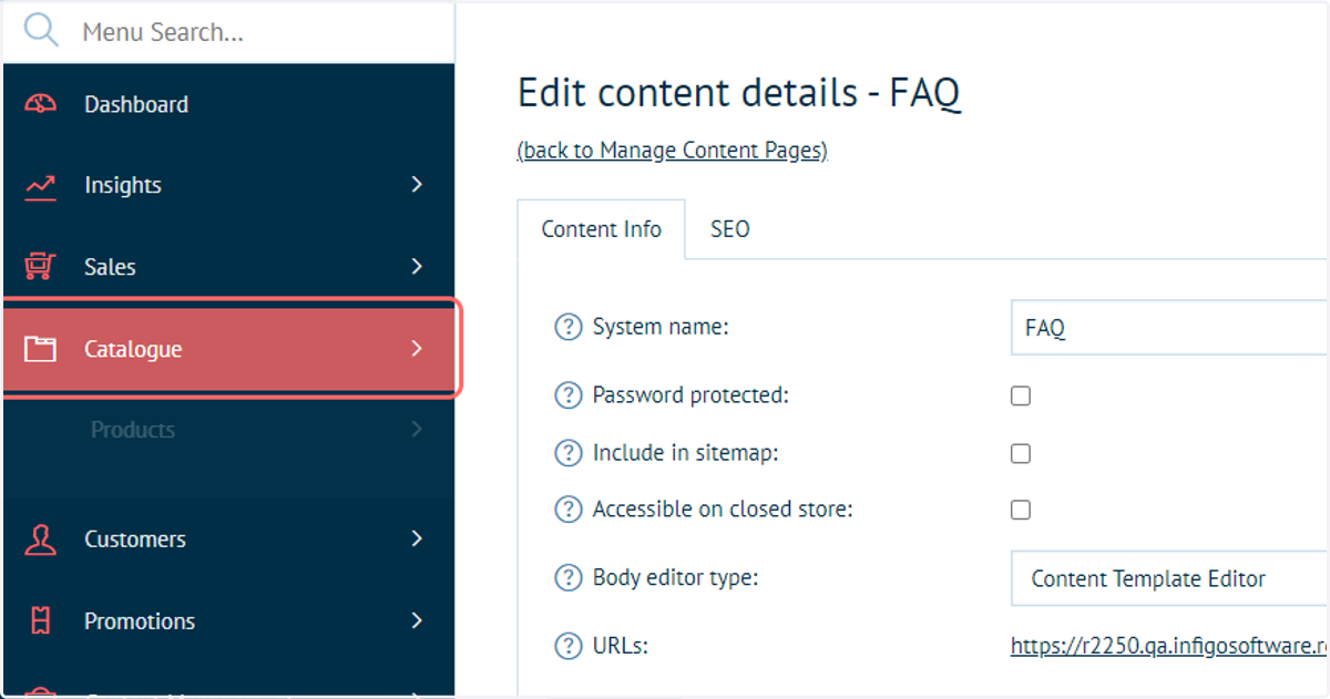 Click on Catalogue