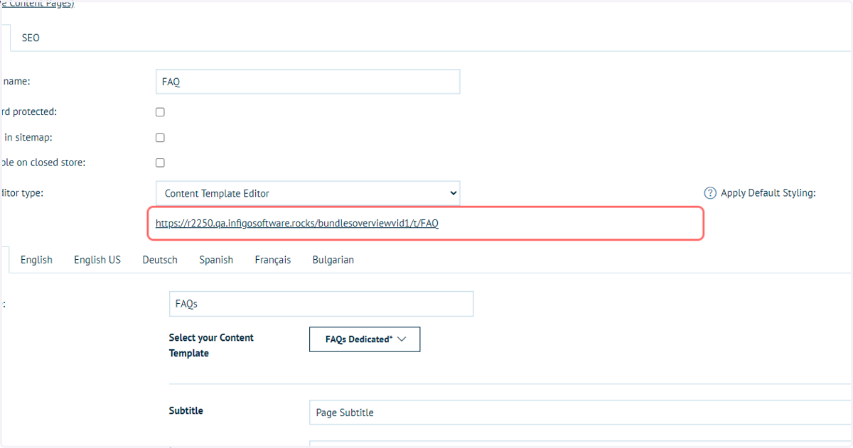 The URL will be displayed on this page