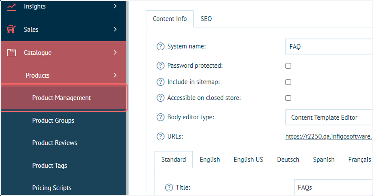 Click on Product Management