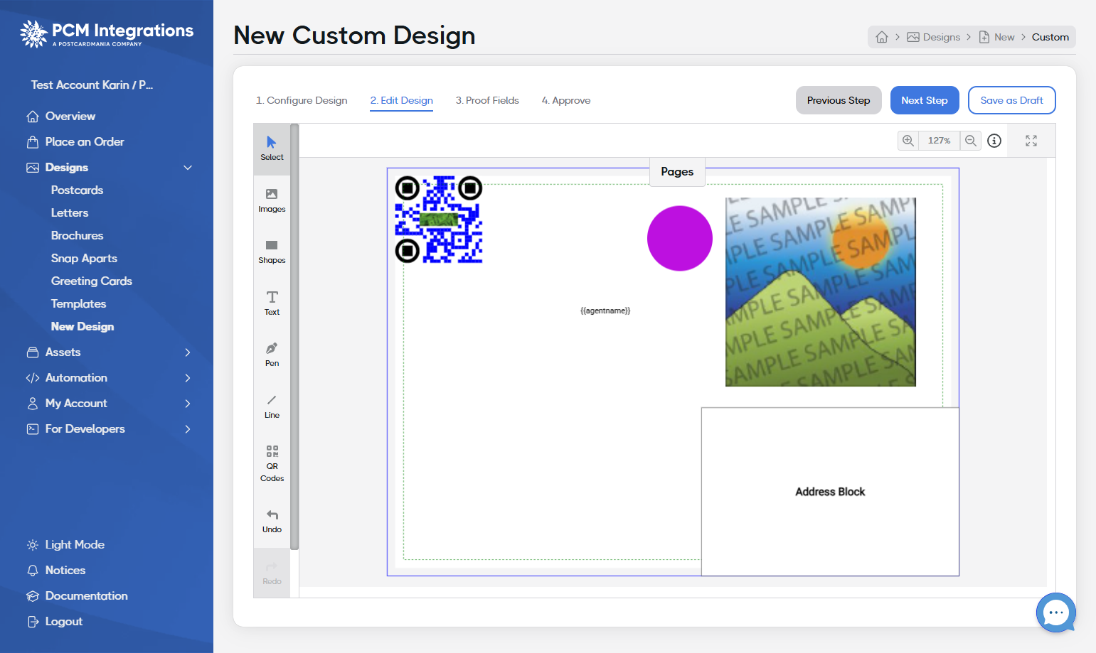 Drag the QR code to the location of choice and resize as needed