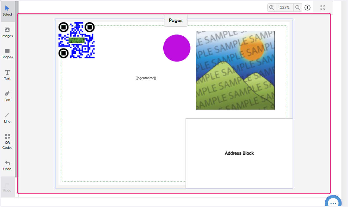 Drag the QR code to the location of choice and resize as needed