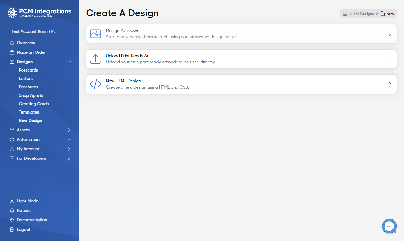 Click on Design Your Own…