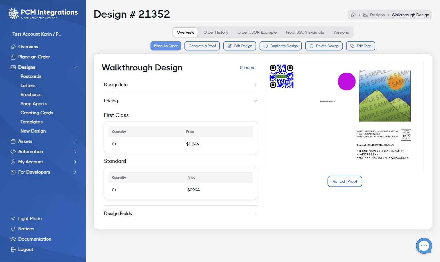 Success! You may now place an order using this design by clicking on Place an Order