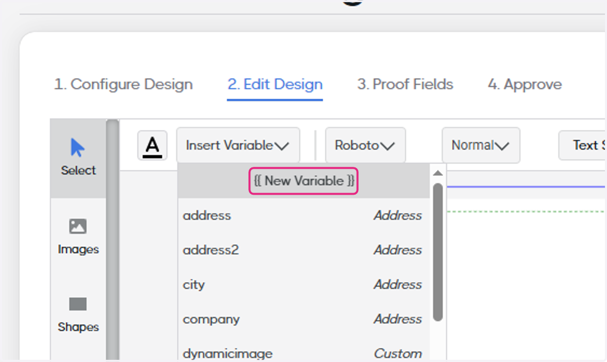 Or you may Click on {{ New Variable }}