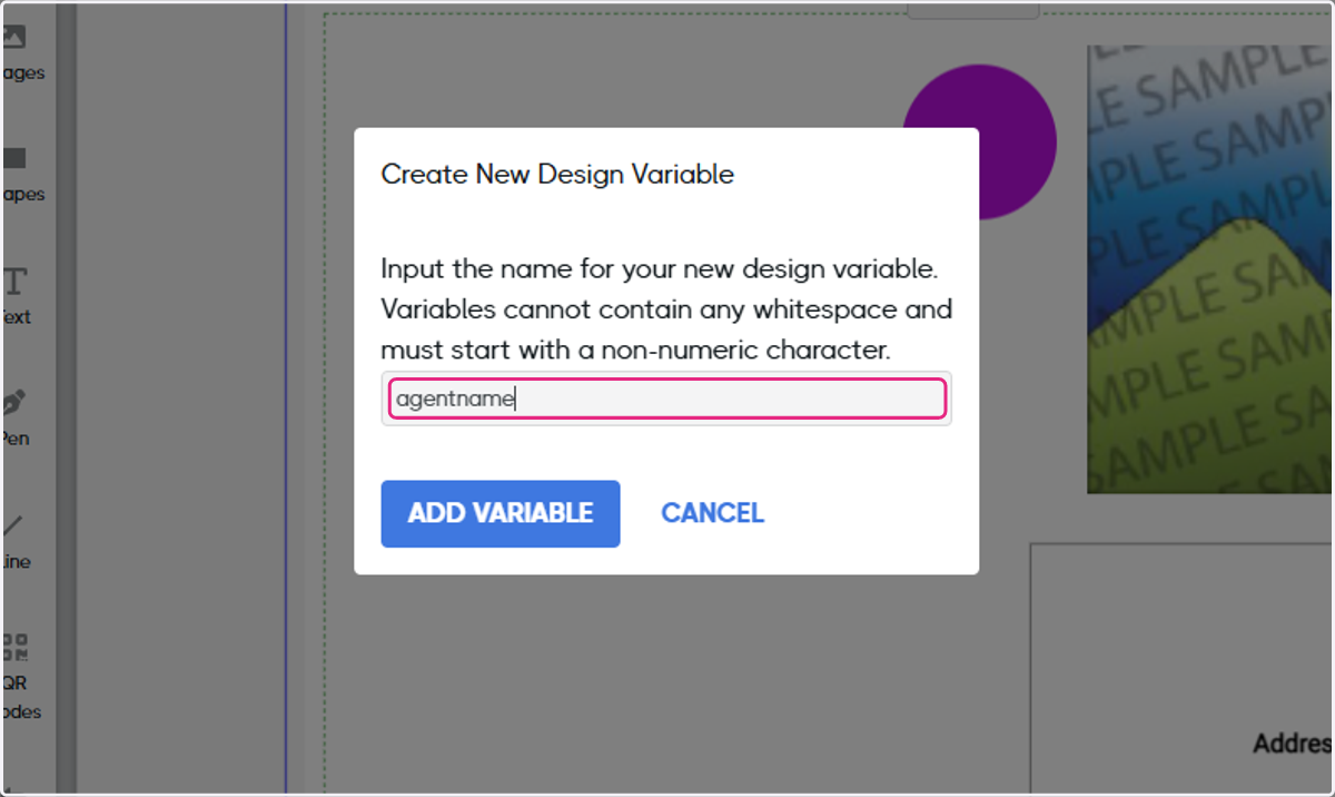 Type in the name of the custom field you'd like to add a variable for