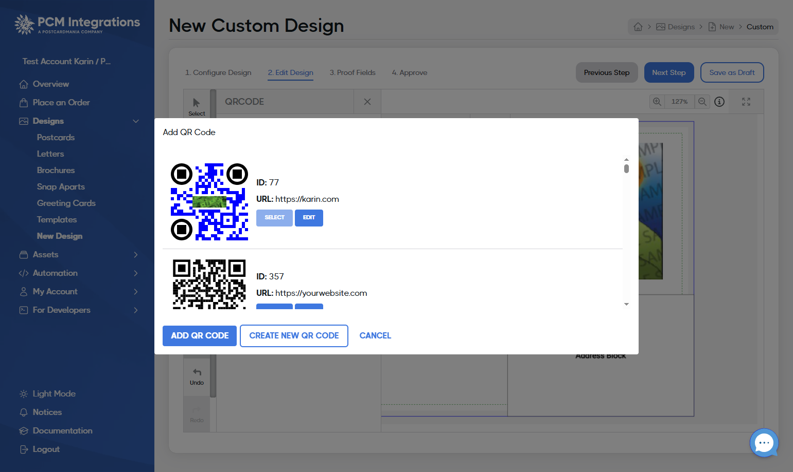 Select the QR code you want to use